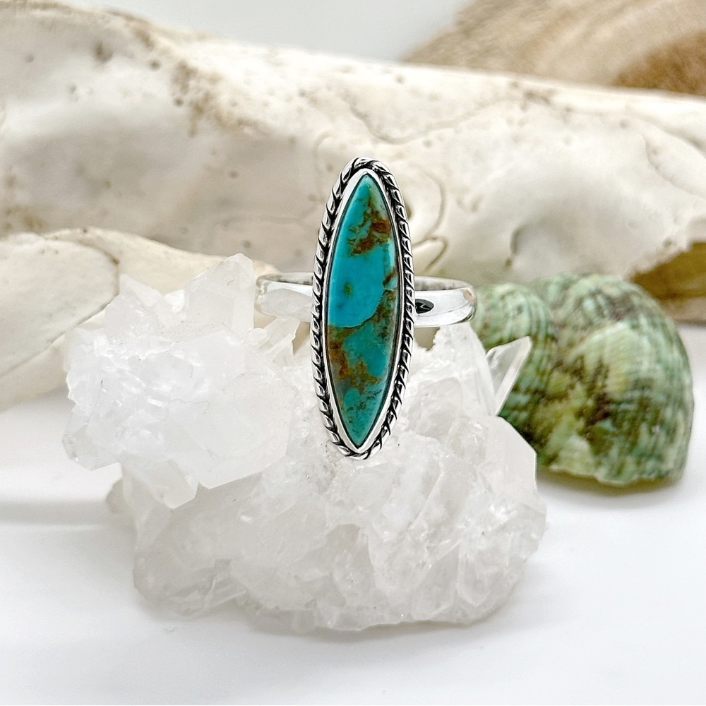 STERLING Silver Kingman Mohave Turquoise Ring